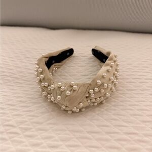 Lele Sadoughi Cream Pearl-Embellished Headband